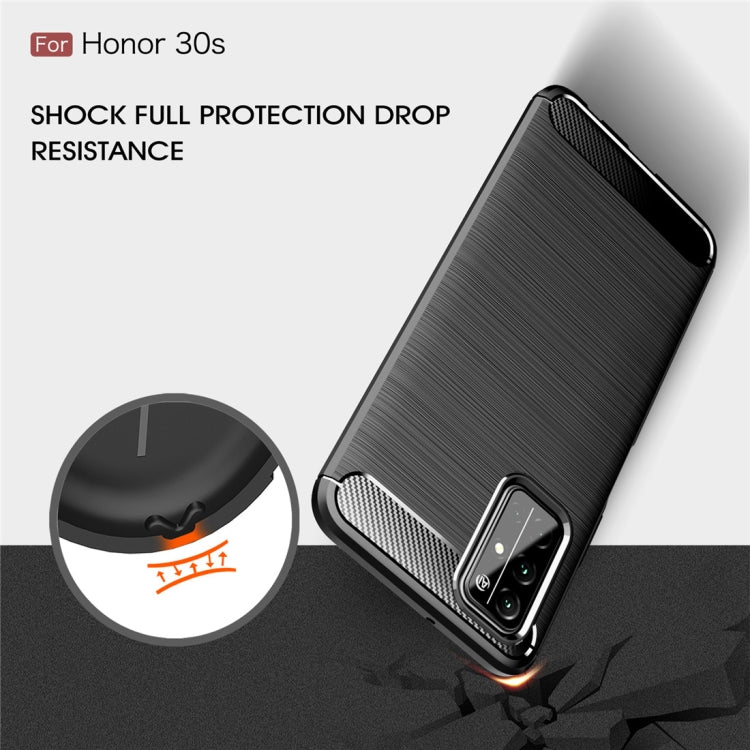 For Huawei Honor 30S Brushed Texture Carbon Fiber TPU Case(Black)