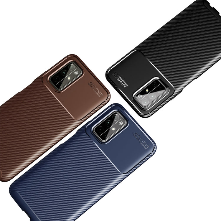 For Huawei Honor 30S Carbon Fiber Texture Shockproof TPU Case(Brown)