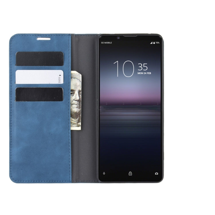 For Sony Xperia 1 II Retro-skin Business Magnetic Suction Leather Case with Holder & Card Slots & Wallet