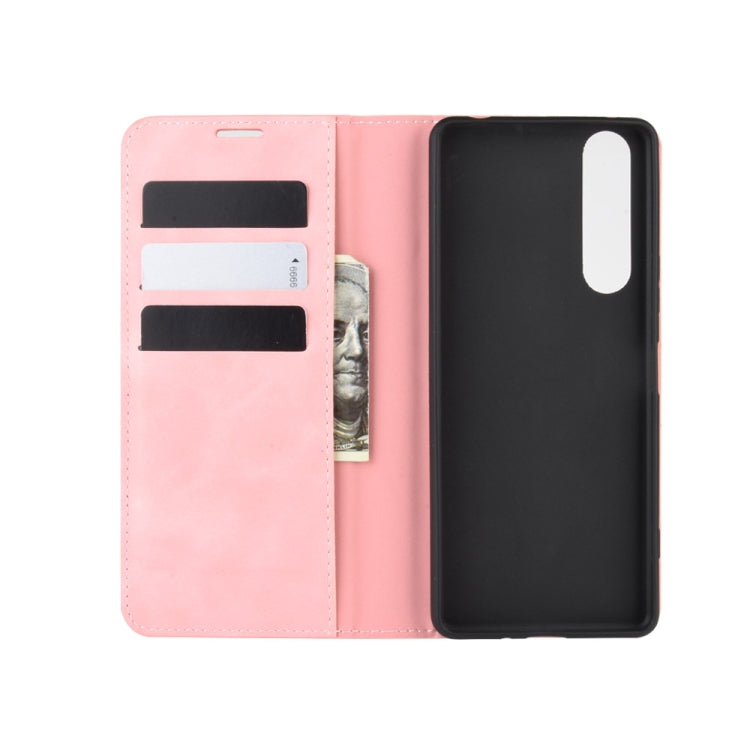 For Sony Xperia 1 II Retro-skin Business Magnetic Suction Leather Case with Holder & Card Slots & Wallet