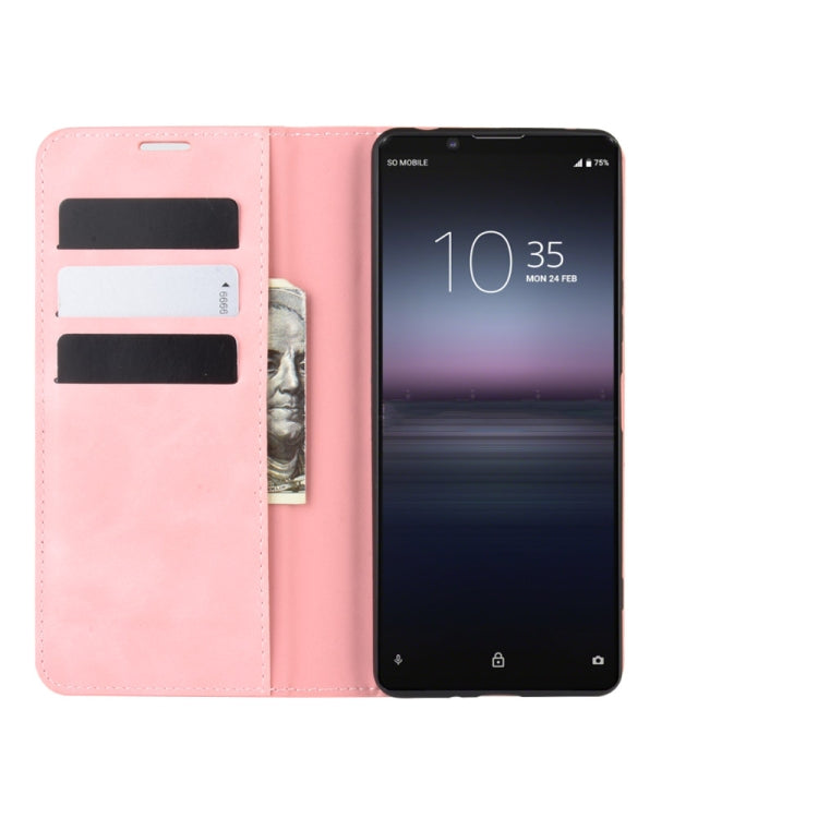 For Sony Xperia 1 II Retro-skin Business Magnetic Suction Leather Case with Holder & Card Slots & Wallet