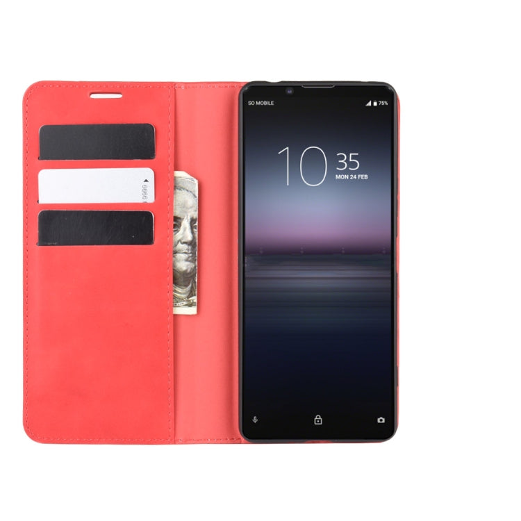 For Sony Xperia 1 II Retro-skin Business Magnetic Suction Leather Case with Holder & Card Slots & Wallet