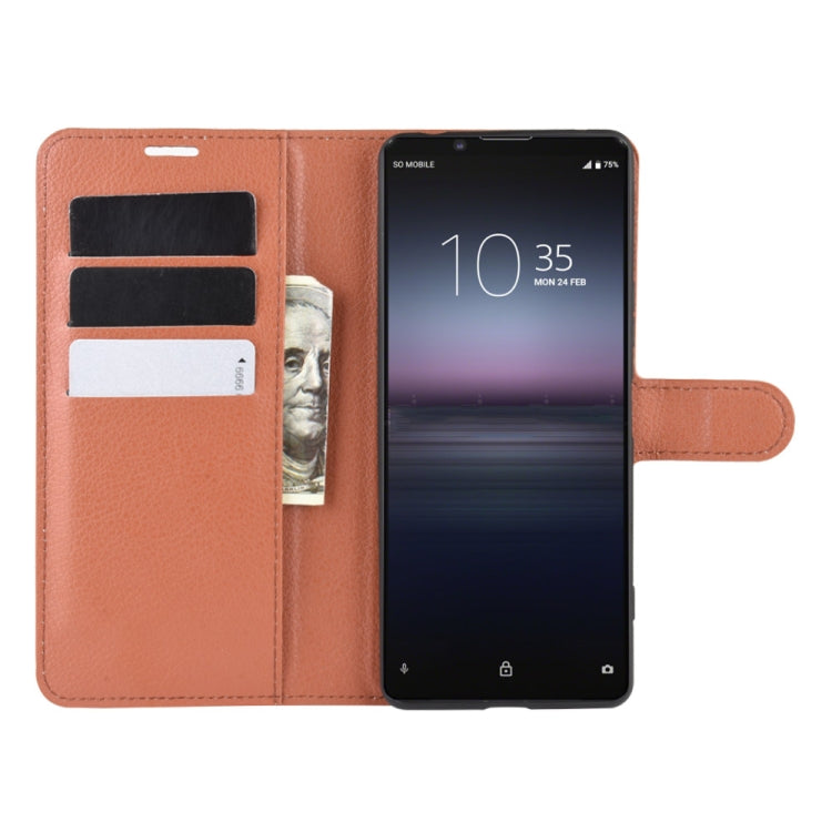 For Sony Xperia 1 II Litchi Texture Horizontal Flip Protective Case with Holder & Card Slots & Wallet