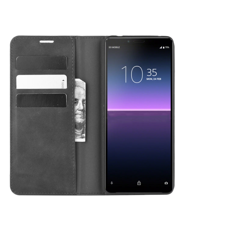 For Sony Xperia 10 II Retro-skin Business Magnetic Suction Leather Case with Holder & Card Slots & Wallet