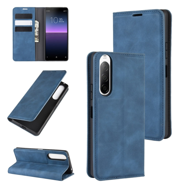 For Sony Xperia 10 II Retro-skin Business Magnetic Suction Leather Case with Holder & Card Slots & Wallet