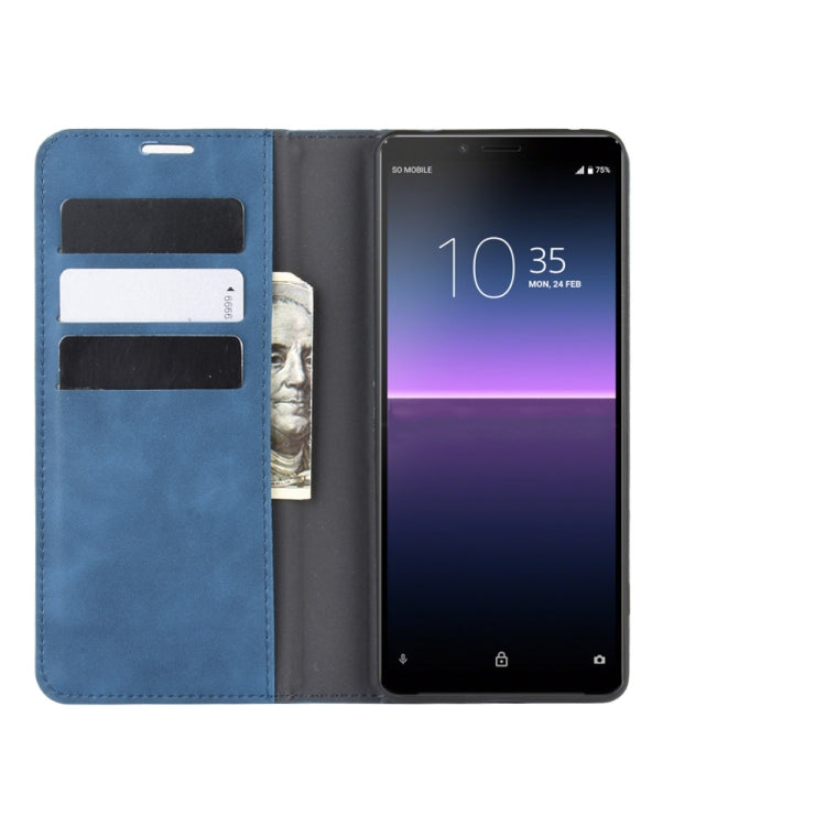 For Sony Xperia 10 II Retro-skin Business Magnetic Suction Leather Case with Holder & Card Slots & Wallet