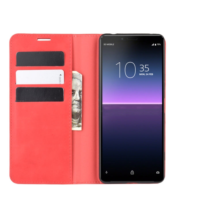 For Sony Xperia 10 II Retro-skin Business Magnetic Suction Leather Case with Holder & Card Slots & Wallet