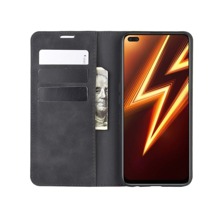 For OPPO Realme 6 Pro Retro-skin Business Magnetic Suction Leather Case with Holder & Card Slots & Wallet