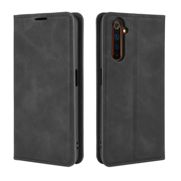 For OPPO Realme 6 Pro Retro-skin Business Magnetic Suction Leather Case with Holder & Card Slots & Wallet