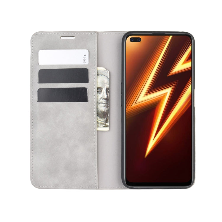 For OPPO Realme 6 Pro Retro-skin Business Magnetic Suction Leather Case with Holder & Card Slots & Wallet