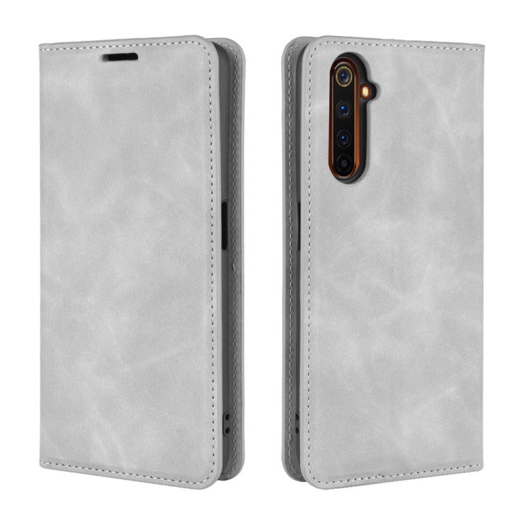 For OPPO Realme 6 Pro Retro-skin Business Magnetic Suction Leather Case with Holder & Card Slots & Wallet
