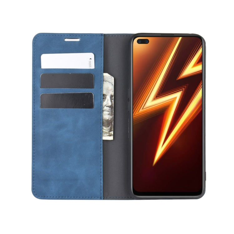 For OPPO Realme 6 Pro Retro-skin Business Magnetic Suction Leather Case with Holder & Card Slots & Wallet