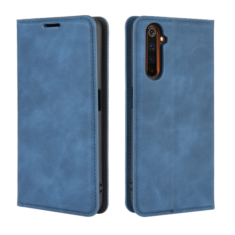 For OPPO Realme 6 Pro Retro-skin Business Magnetic Suction Leather Case with Holder & Card Slots & Wallet