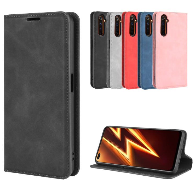 For OPPO Realme 6 Pro Retro-skin Business Magnetic Suction Leather Case with Holder & Card Slots & Wallet