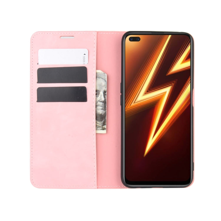 For OPPO Realme 6 Pro Retro-skin Business Magnetic Suction Leather Case with Holder & Card Slots & Wallet