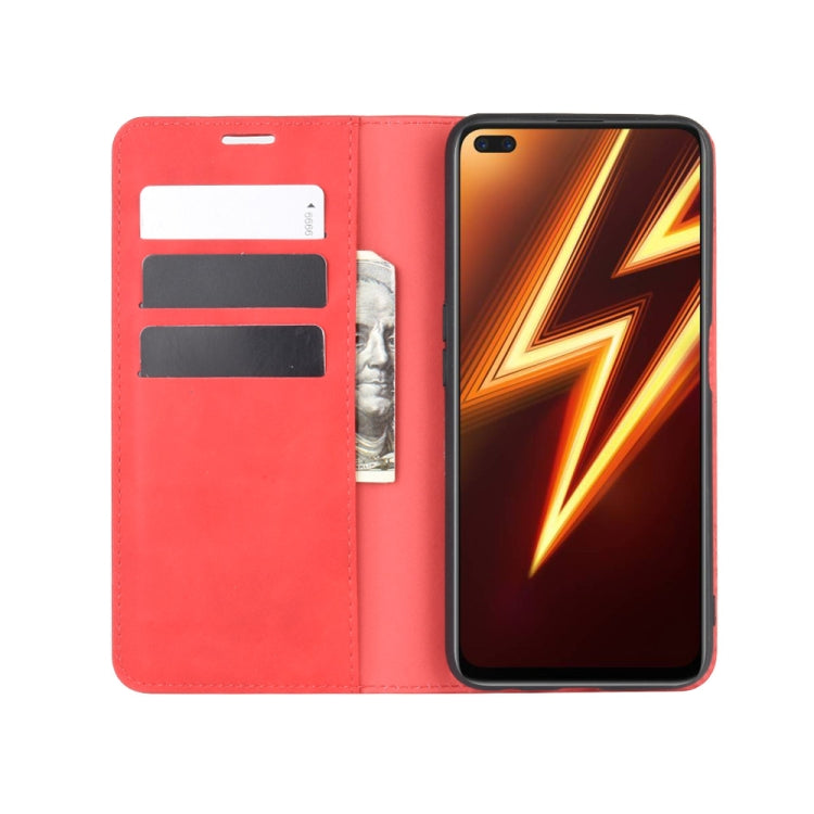 For OPPO Realme 6 Pro Retro-skin Business Magnetic Suction Leather Case with Holder & Card Slots & Wallet