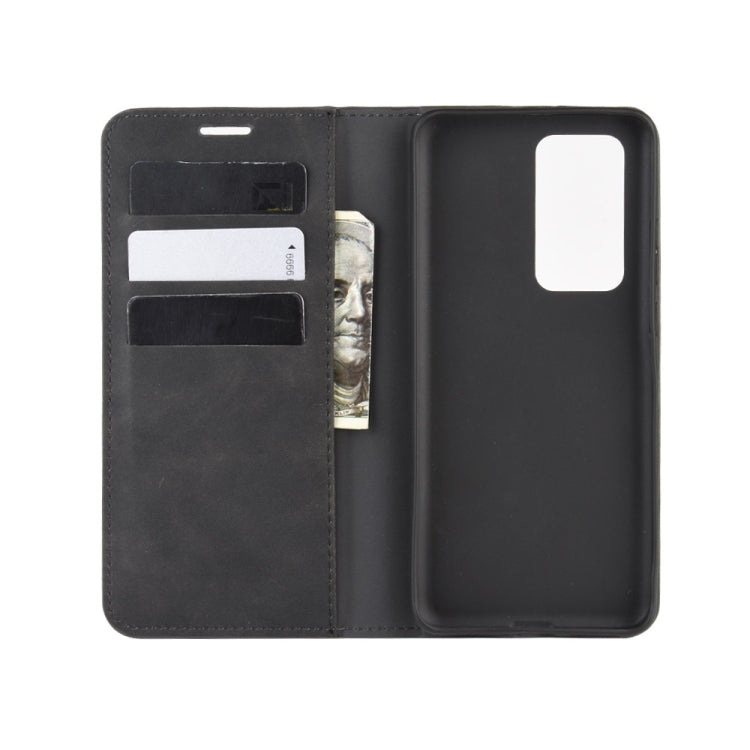 For Huawei P40 Pro+ Retro-skin Business Magnetic Suction Leather Case with Holder & Card Slots & Wallet