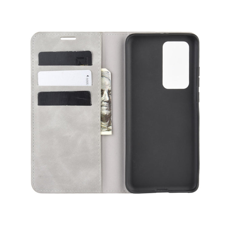 For Huawei P40 Pro+ Retro-skin Business Magnetic Suction Leather Case with Holder & Card Slots & Wallet