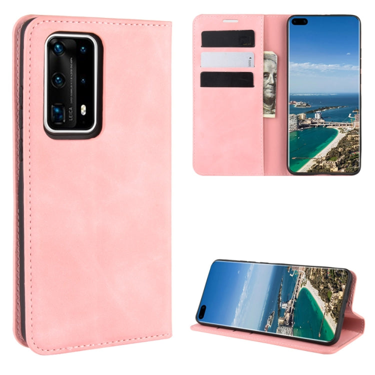 For Huawei P40 Pro+ Retro-skin Business Magnetic Suction Leather Case with Holder & Card Slots & Wallet