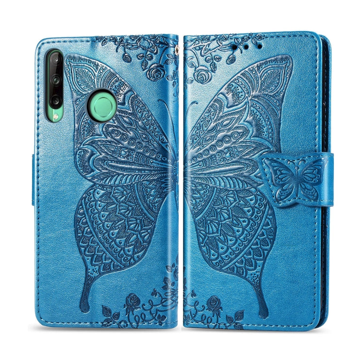 For Huawei Y7P Butterfly Love Flower Embossed Horizontal Flip Leather Case with Bracket / Card Slot / Wallet / Lanyard