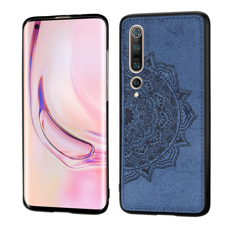 For Xiaomi 10/10 Pro Mandala Embossed Cloth Cover PC + TPU Mobile Phone Case with Magnetic Function and Hand Strap