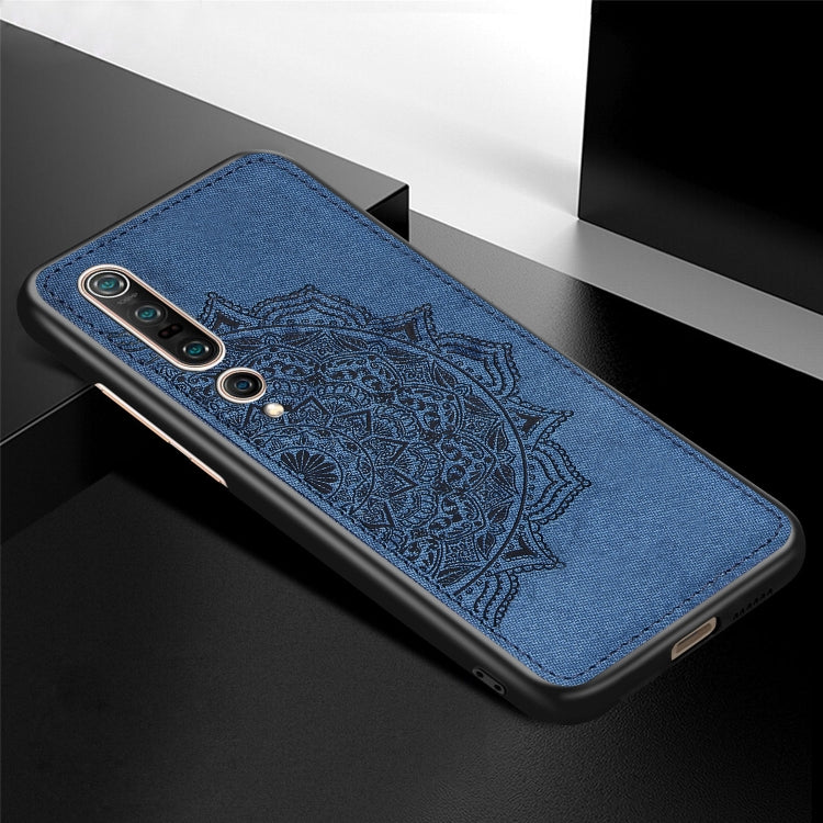 For Xiaomi 10/10 Pro Mandala Embossed Cloth Cover PC + TPU Mobile Phone Case with Magnetic Function and Hand Strap