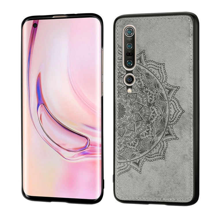 For Xiaomi 10/10 Pro Mandala Embossed Cloth Cover PC + TPU Mobile Phone Case with Magnetic Function and Hand Strap