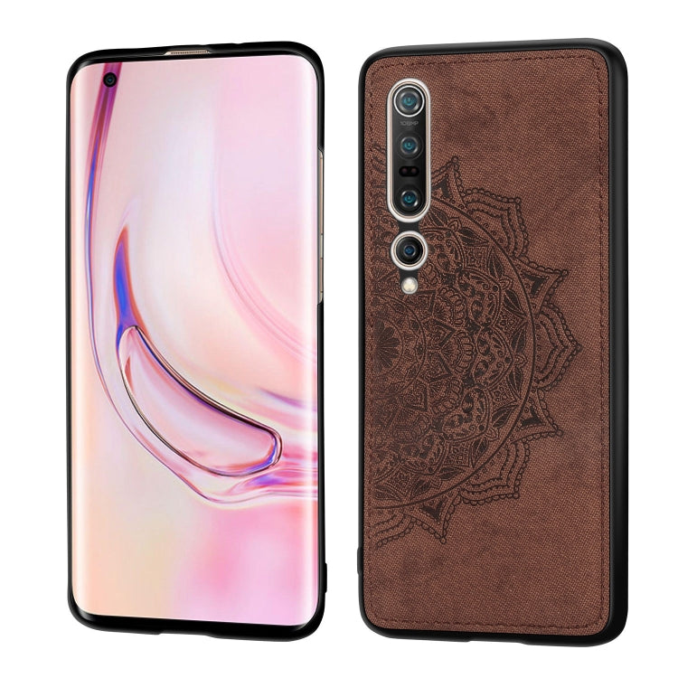 For Xiaomi 10/10 Pro Mandala Embossed Cloth Cover PC + TPU Mobile Phone Case with Magnetic Function and Hand Strap
