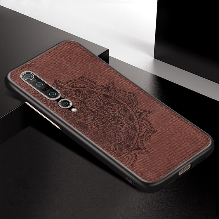 For Xiaomi 10/10 Pro Mandala Embossed Cloth Cover PC + TPU Mobile Phone Case with Magnetic Function and Hand Strap