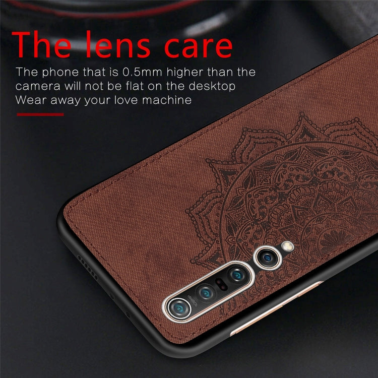 For Xiaomi 10/10 Pro Mandala Embossed Cloth Cover PC + TPU Mobile Phone Case with Magnetic Function and Hand Strap