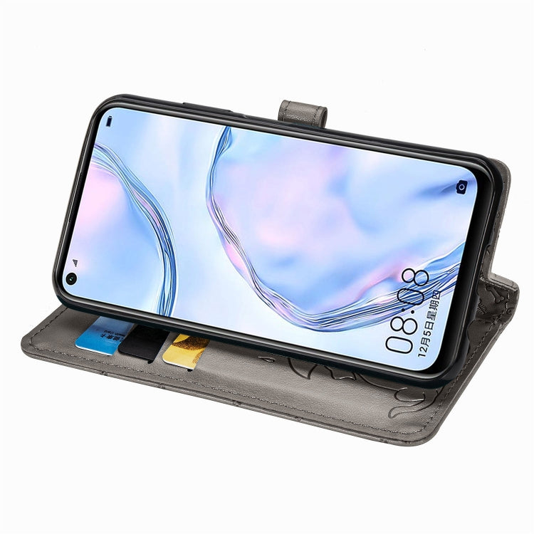 For Huawei P40 Lite/Nova 7i/Nova 6se Cute Cat and Dog Embossed Horizontal Flip Leather Case with Bracket / Card Slot / Wallet / Lanyard