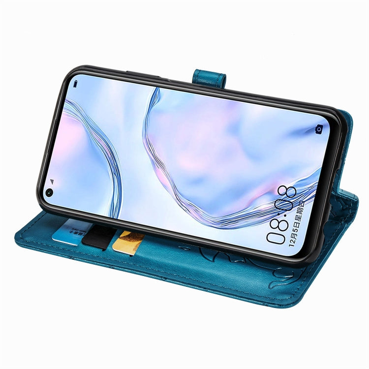 For Huawei P40 Lite/Nova 7i/Nova 6se Cute Cat and Dog Embossed Horizontal Flip Leather Case with Bracket / Card Slot / Wallet / Lanyard