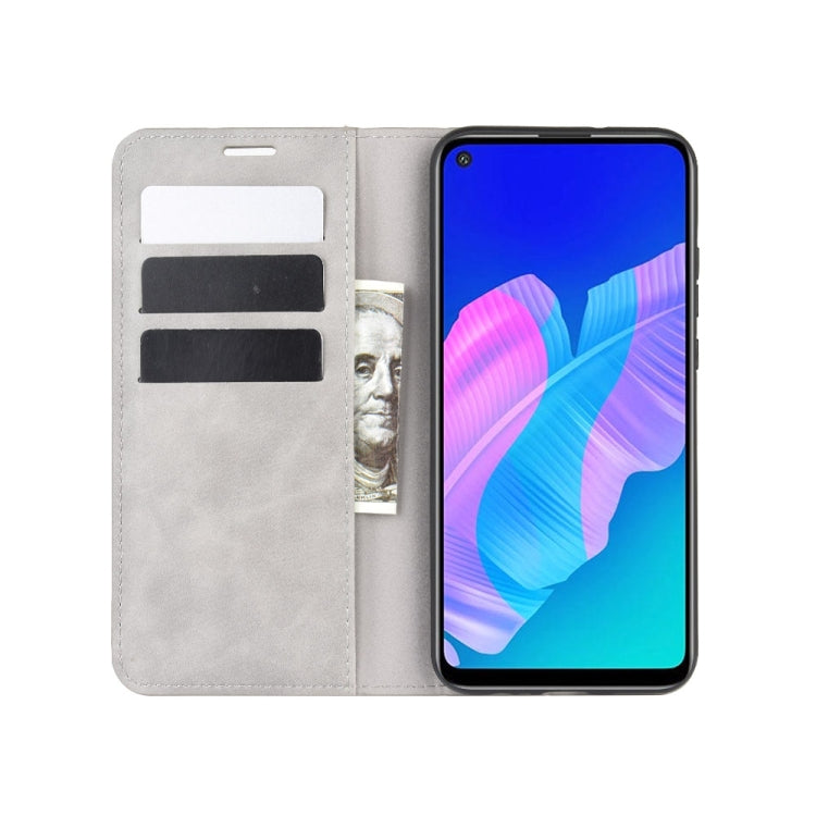 For Huawei P40 lite E Retro-skin Business Magnetic Suction Leather Case with Holder & Card Slots & Wallet