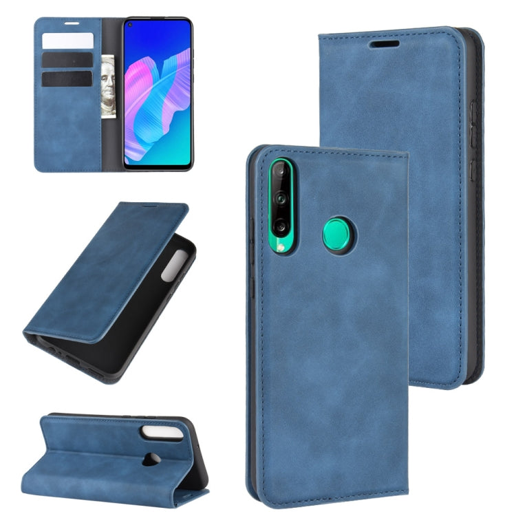 For Huawei P40 lite E Retro-skin Business Magnetic Suction Leather Case with Holder & Card Slots & Wallet