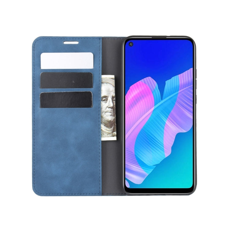 For Huawei P40 lite E Retro-skin Business Magnetic Suction Leather Case with Holder & Card Slots & Wallet
