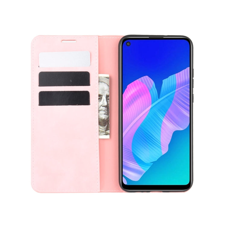 For Huawei P40 lite E Retro-skin Business Magnetic Suction Leather Case with Holder & Card Slots & Wallet