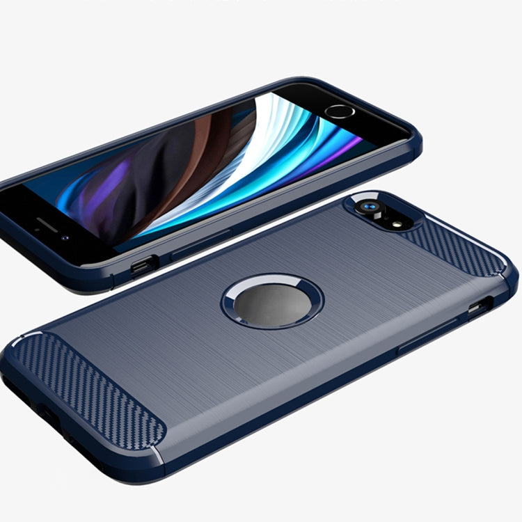 For iPhone SE 2022 / SE 2020 Brushed Texture Carbon Fiber TPU Case