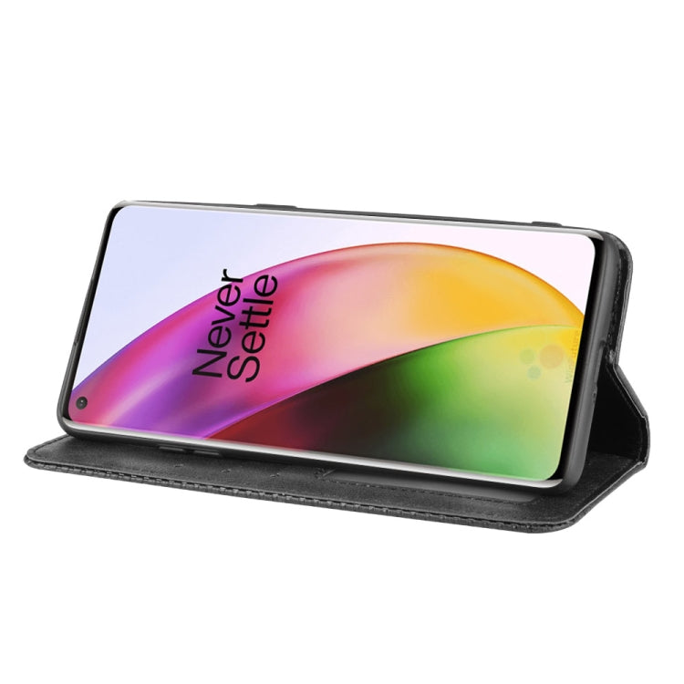 For OnePlus 8 Magnetic Buckle Retro Crazy Horse Texture Horizontal Flip Leather Case , with Holder & Card Slots & Photo Frame