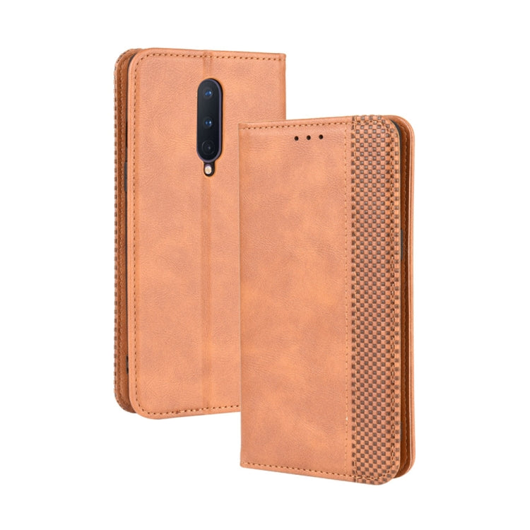 For OnePlus 8 Magnetic Buckle Retro Crazy Horse Texture Horizontal Flip Leather Case , with Holder & Card Slots & Photo Frame