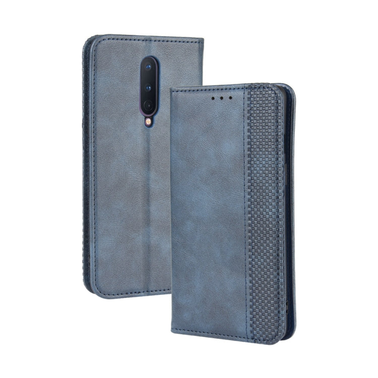 For OnePlus 8 Magnetic Buckle Retro Crazy Horse Texture Horizontal Flip Leather Case , with Holder & Card Slots & Photo Frame