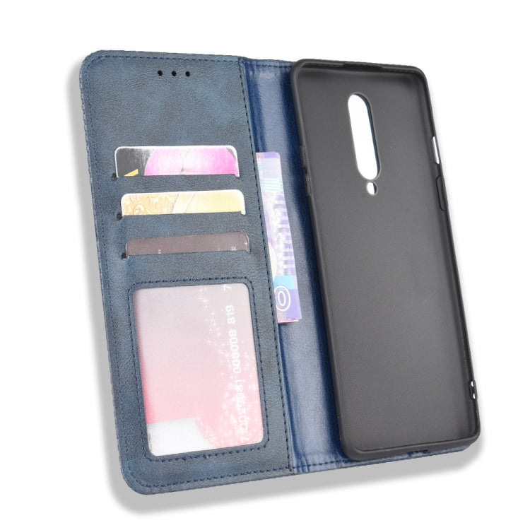 For OnePlus 8 Magnetic Buckle Retro Crazy Horse Texture Horizontal Flip Leather Case , with Holder & Card Slots & Photo Frame