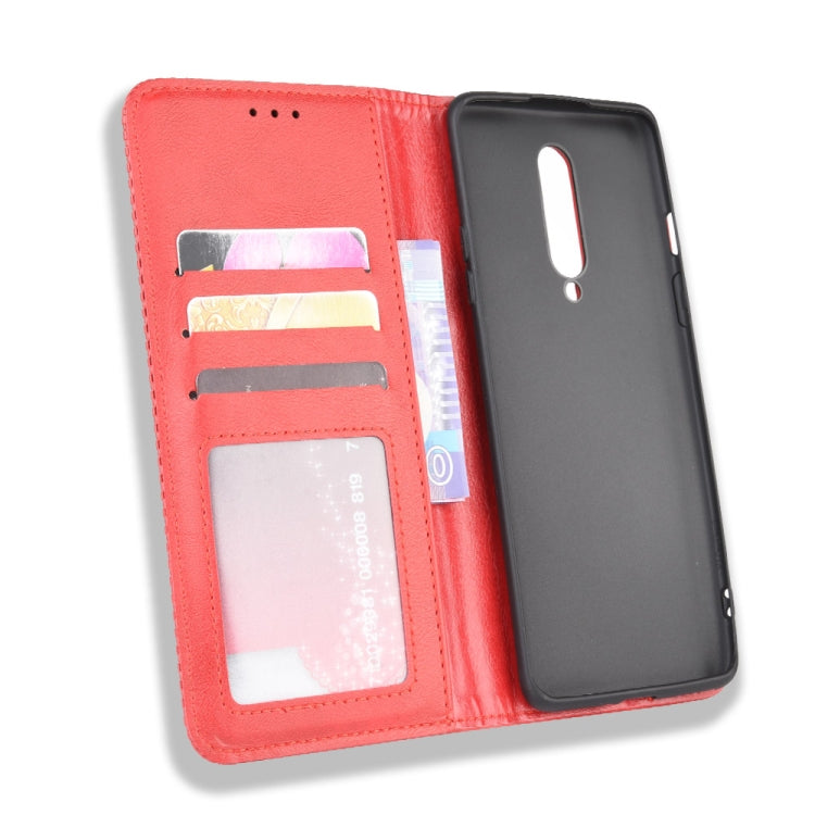 For OnePlus 8 Magnetic Buckle Retro Crazy Horse Texture Horizontal Flip Leather Case , with Holder & Card Slots & Photo Frame