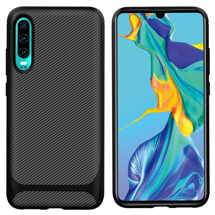 For Huawei P30 ENKAY ENK-PC023 Carbon Fiber Texture Solid Color TPU Slim Case Soft Cover