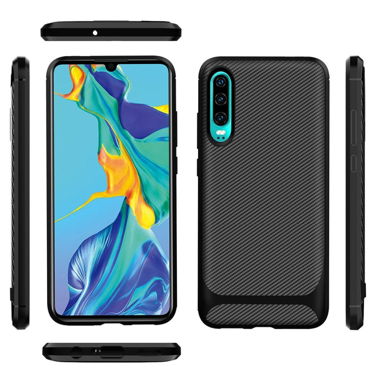 For Huawei P30 ENKAY ENK-PC023 Carbon Fiber Texture Solid Color TPU Slim Case Soft Cover