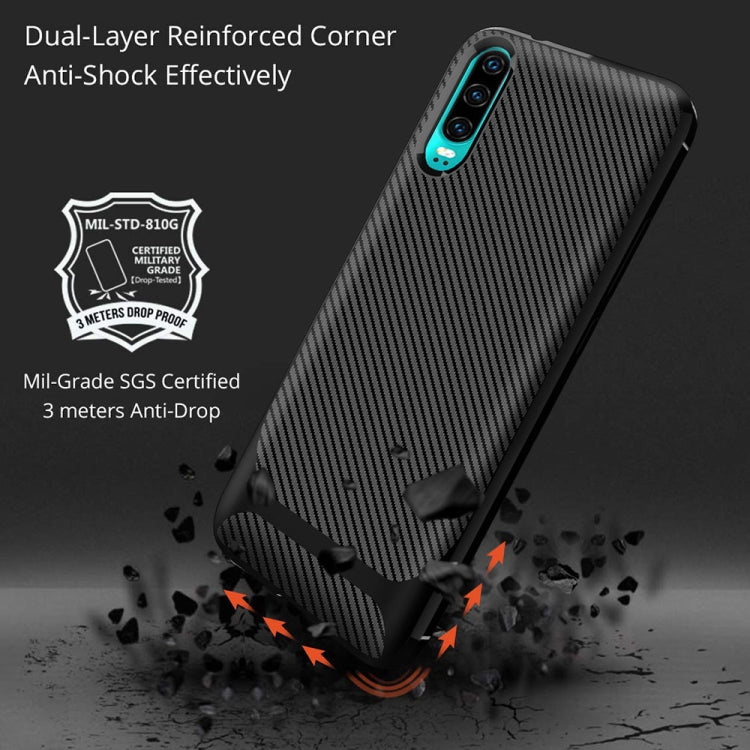 For Huawei P30 ENKAY ENK-PC023 Carbon Fiber Texture Solid Color TPU Slim Case Soft Cover