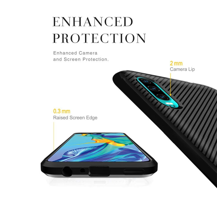 For Huawei P30 ENKAY ENK-PC023 Carbon Fiber Texture Solid Color TPU Slim Case Soft Cover