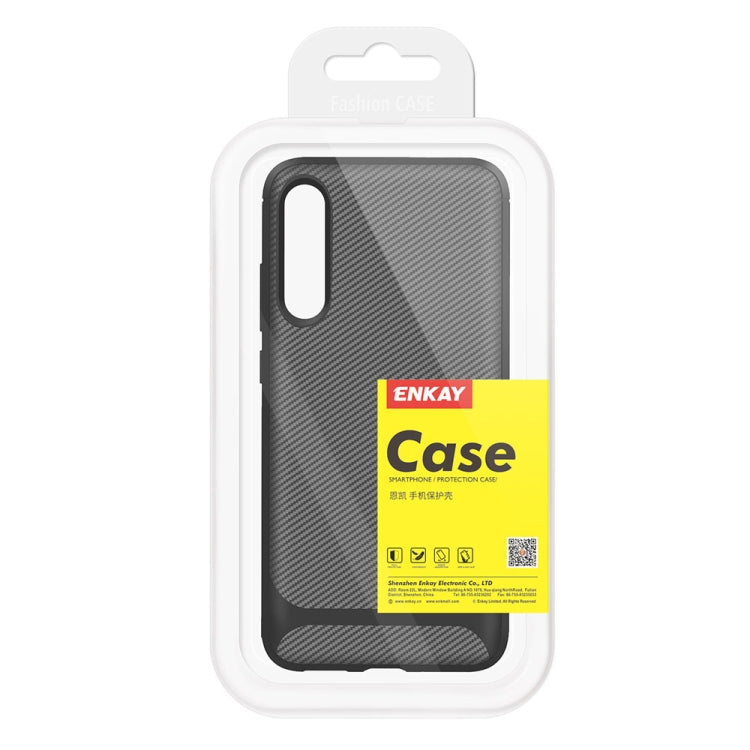 For Huawei P30 ENKAY ENK-PC023 Carbon Fiber Texture Solid Color TPU Slim Case Soft Cover