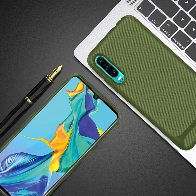 For Huawei P30 ENKAY ENK-PC023 Carbon Fiber Texture Solid Color TPU Slim Case Soft Cover