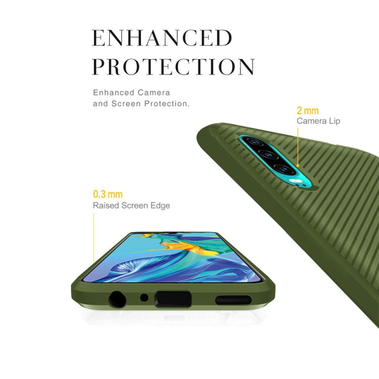 For Huawei P30 ENKAY ENK-PC023 Carbon Fiber Texture Solid Color TPU Slim Case Soft Cover