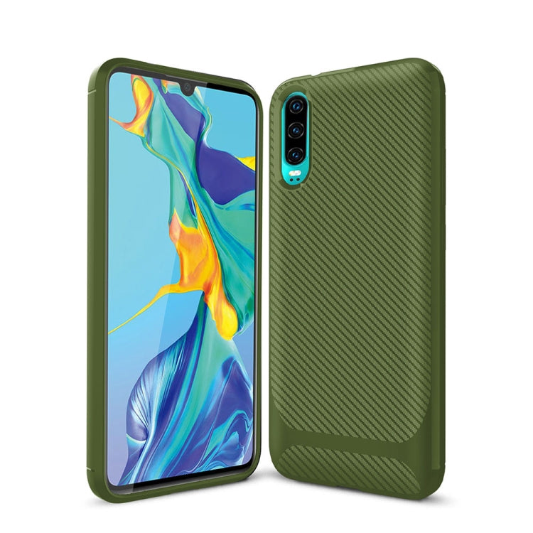 For Huawei P30 ENKAY ENK-PC023 Carbon Fiber Texture Solid Color TPU Slim Case Soft Cover